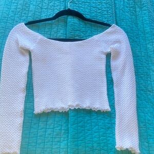 Aritzia White Textured Crop Top